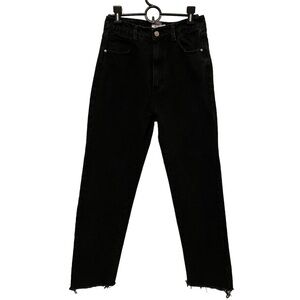 Princess Polly Black Jeans High-Rise Raw Hem Size 4 US